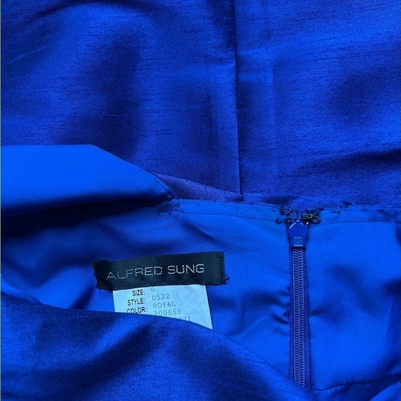 Alfred Sung Dress Womens 6 Royal Blue Sleeveless Bow Back Cocktail Party - Picture 5 of 13